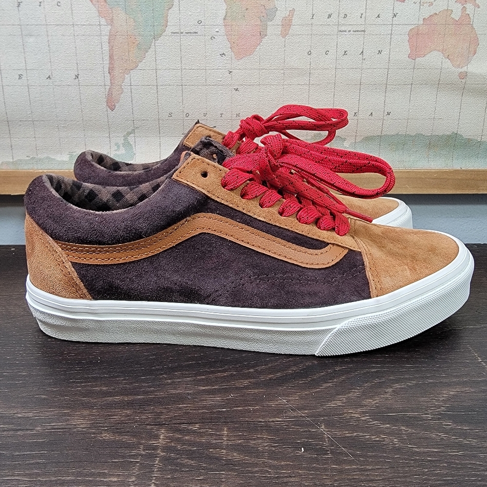 BRAND NEW Vans Old Skool Pig Suede Plaid Glazed Ginger Women's Size 9.0 - Picture 4 of 7